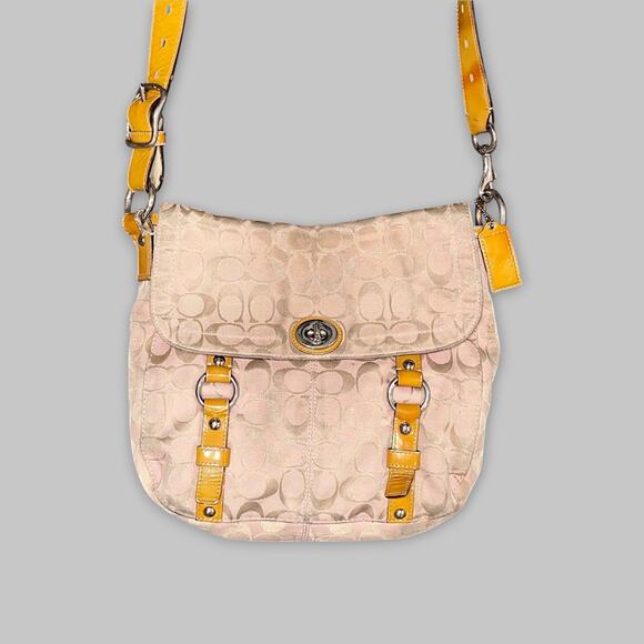 Coach Signature Jacquard Pink Crossbody Bag - Picture 3 of 8